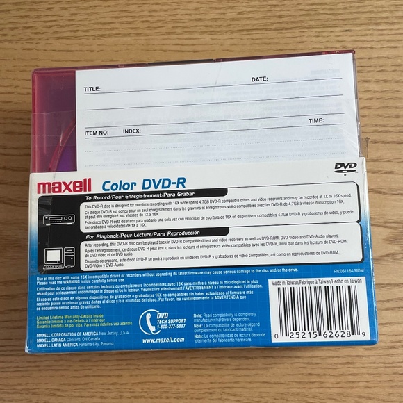 Maxell Color DVD-R 4.7 GB 16x 120 min 10 Pack with Cases Factory Sealed New - Picture 3 of 4